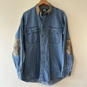 Vintage Denim and Camo Button Down Shirt